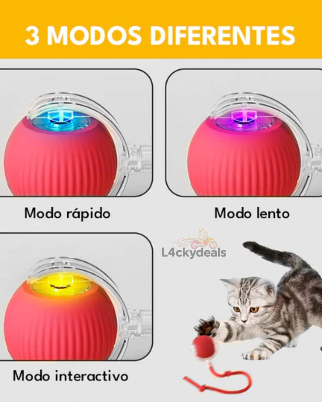 Pelota Interactiva para Gatos con Soga